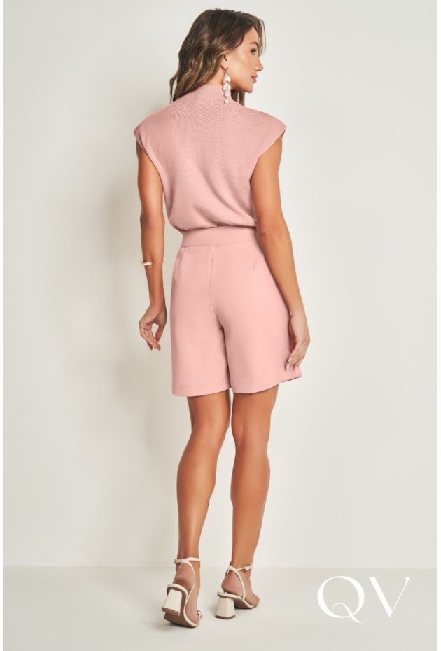 BLUSA SEM MANGA EM VISCOSE ROSÊ - DOCE TRAMA