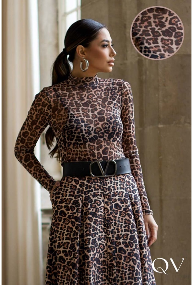 BLUSA SLIM EM TULE ANIMAL PRINT - LUZIA FAZZOLLI BLUSA SLIM EM TULE ANIMAL PRINT - LUZIA FAZZOLLI