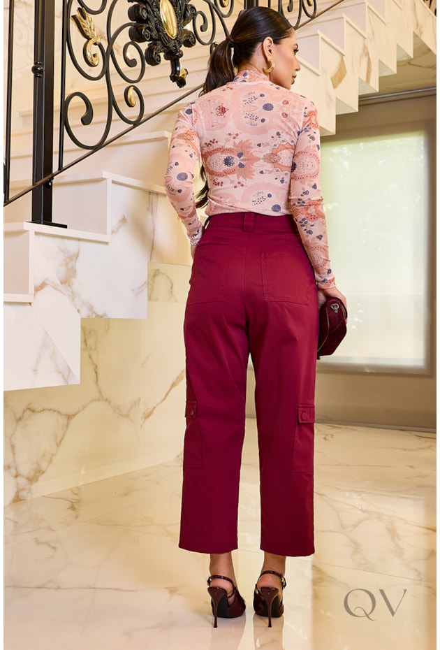 BLUSA SLIM EM TULE ESTAMPADO - LUZIA FAZZOLLI