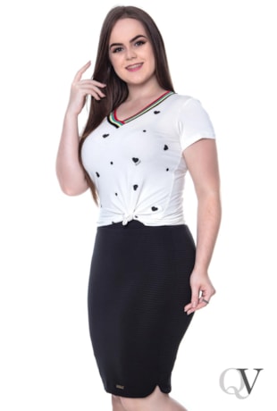 BLUSA T-SHIRT RIBANA COLORIDA CORAÇÃO PRETO - HADAZA