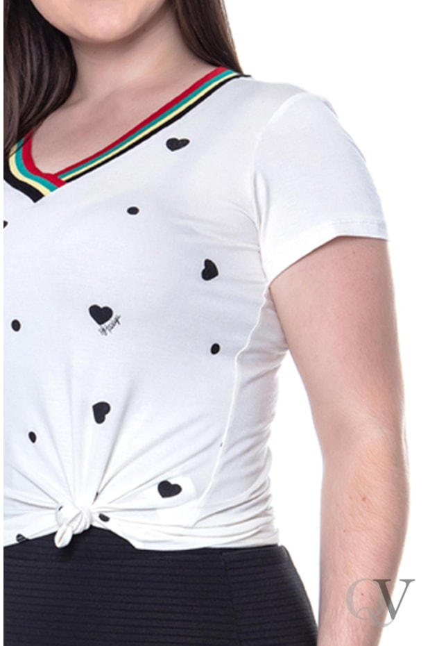 BLUSA T-SHIRT RIBANA COLORIDA CORAÇÃO PRETO - HADAZA