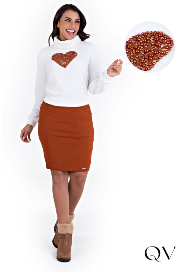 BLUSA TEDDY CORAÇÃO PÉROLAS OFF - HAPUK BLUSA TEDDY CORAÇÃO PÉROLAS OFF - HAPUK