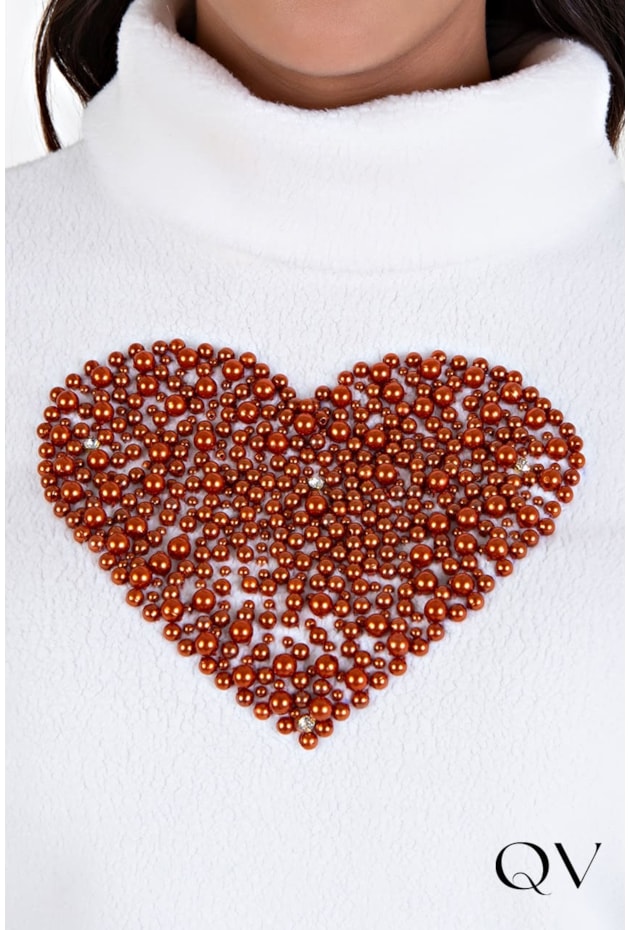 BLUSA TEDDY CORAÇÃO PÉROLAS OFF - HAPUK BLUSA TEDDY CORAÇÃO PÉROLAS OFF - HAPUK