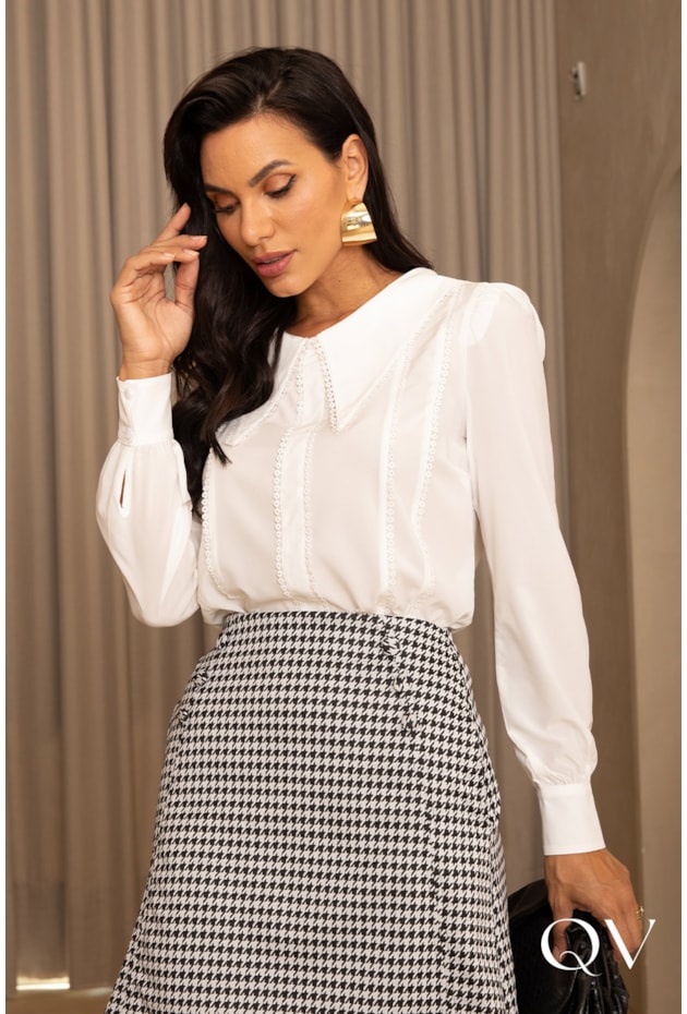 BLUSA TOQUE DE SEDA OFF WHITE - JANY PIM BLUSA TOQUE DE SEDA OFF WHITE - JANY PIM