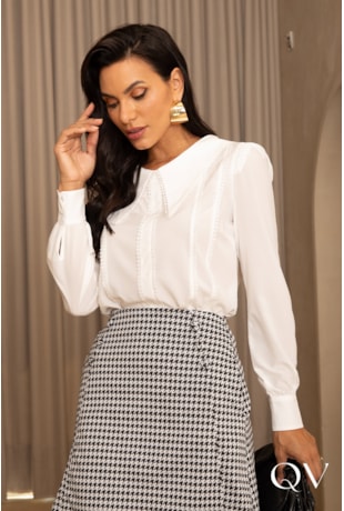 BLUSA TOQUE DE SEDA OFF WHITE - JANY PIM
