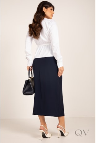 BLUSA TRANSPASSADA MANGA LONGA EM FIBRA DE BAMBU BRANCO - LEKAZIS