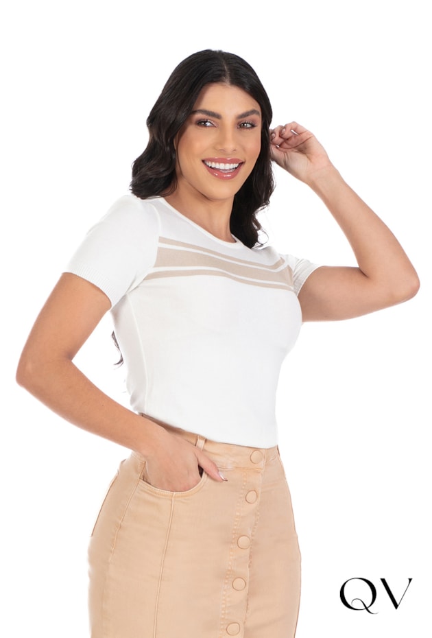 BLUSA TRICÔ COM LISTRAS OFF - HAPUK BLUSA TRICÔ COM LISTRAS OFF - HAPUK