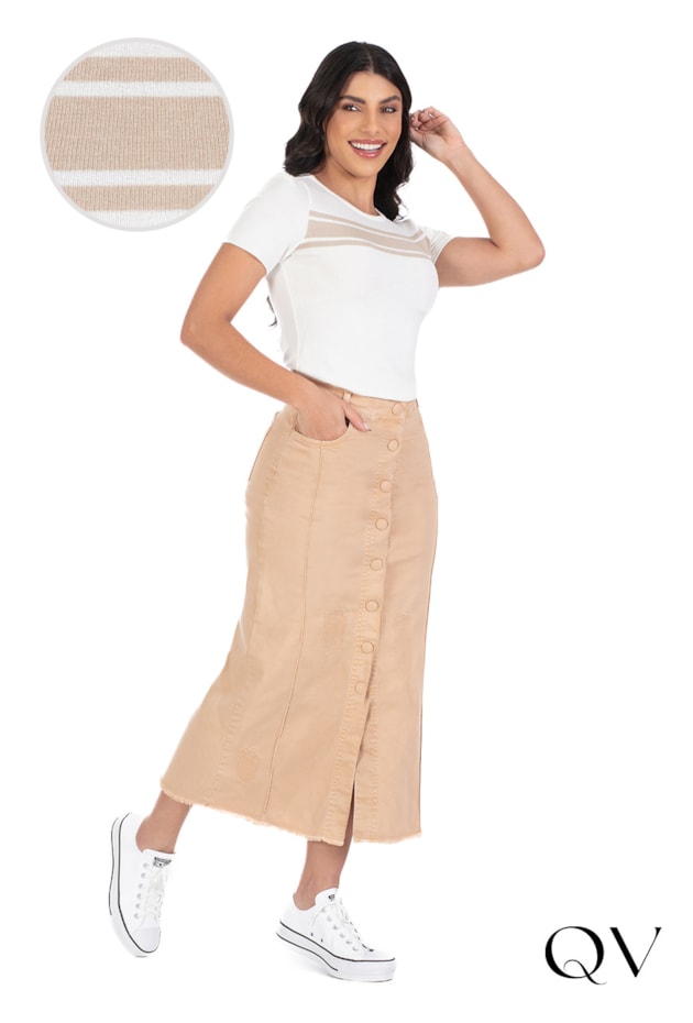 BLUSA TRICÔ COM LISTRAS OFF - HAPUK BLUSA TRICÔ COM LISTRAS OFF - HAPUK