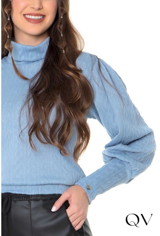 BLUSA TRICÔ GOLA ALTA AZUL - HAPUK BLUSA TRICÔ GOLA ALTA AZUL - HAPUK