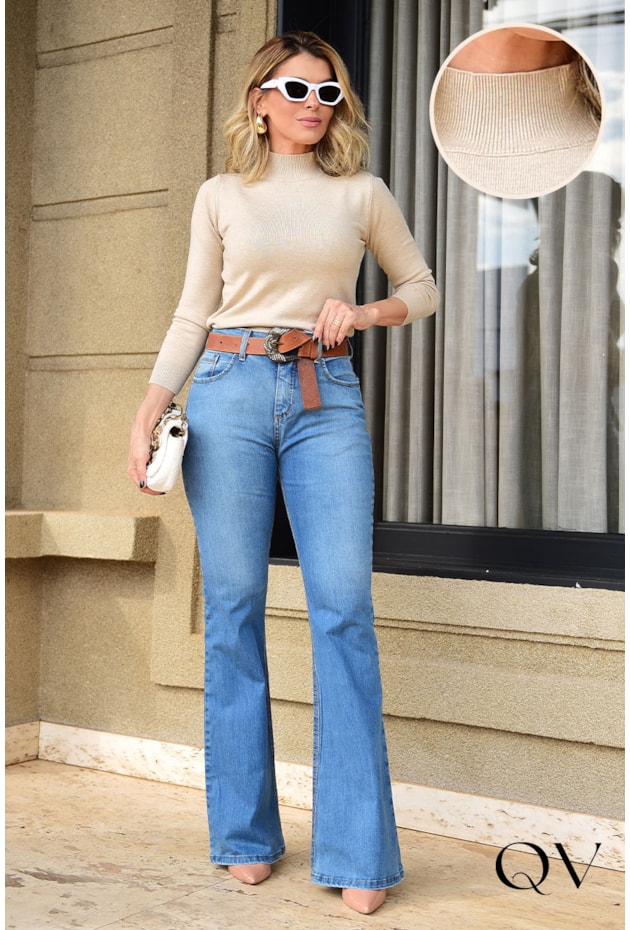 BLUSA TRICÔ GOLA ALTA BEGE - LUZIA FAZZOLLI BLUSA TRICÔ GOLA ALTA BEGE - LUZIA FAZZOLLI