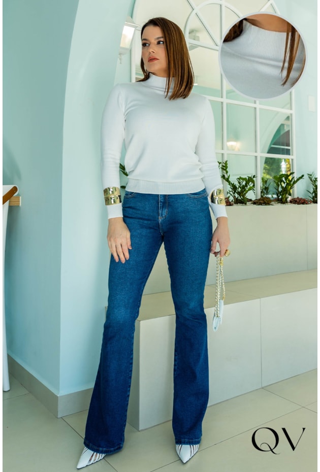 BLUSA TRICÔ GOLA ALTA BRANCO - LUZIA FAZZOLLI BLUSA TRICÔ GOLA ALTA BRANCO - LUZIA FAZZOLLI