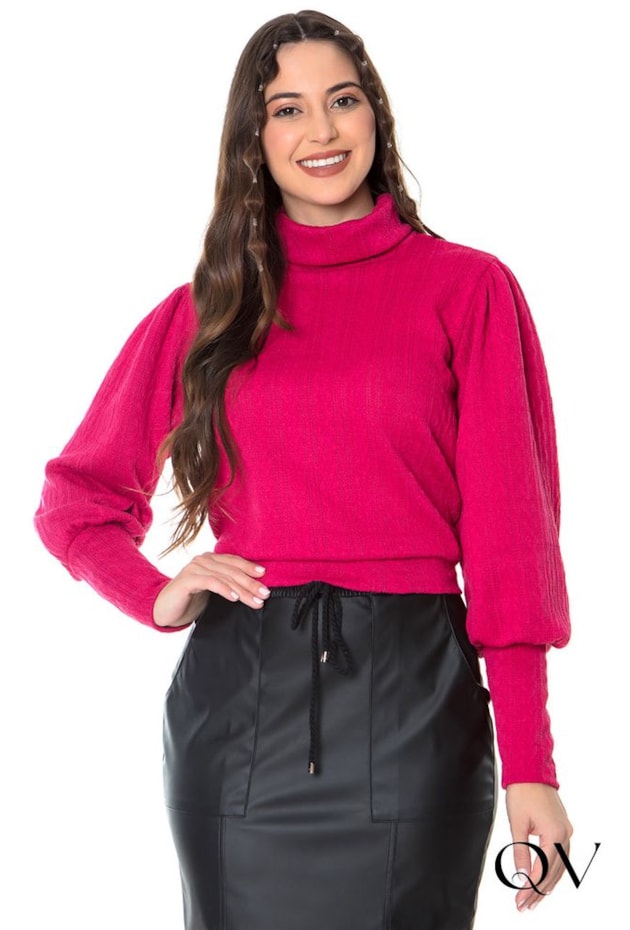 BLUSA TRICÔ GOLA ALTA PINK - HAPUK BLUSA TRICÔ GOLA ALTA PINK - HAPUK