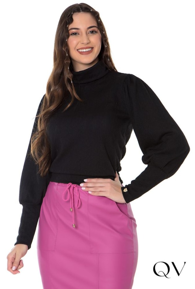 BLUSA TRICÔ GOLA ALTA PRETO - HAPUK BLUSA TRICÔ GOLA ALTA PRETO - HAPUK
