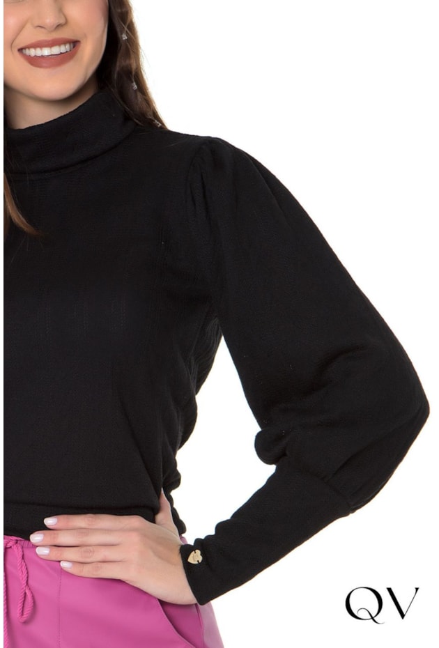 BLUSA TRICÔ GOLA ALTA PRETO - HAPUK BLUSA TRICÔ GOLA ALTA PRETO - HAPUK