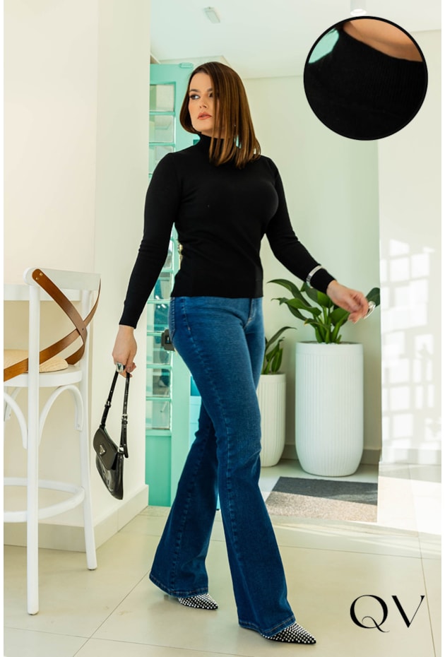 BLUSA TRICÔ GOLA ALTA PRETO - LUZIA FAZZOLLI BLUSA TRICÔ GOLA ALTA PRETO - LUZIA FAZZOLLI