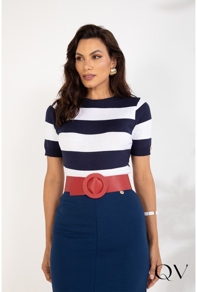 BLUSA TRICÔ LISTRADA MARINHO - LEKAZIS BLUSA TRICÔ LISTRADA MARINHO - LEKAZIS
