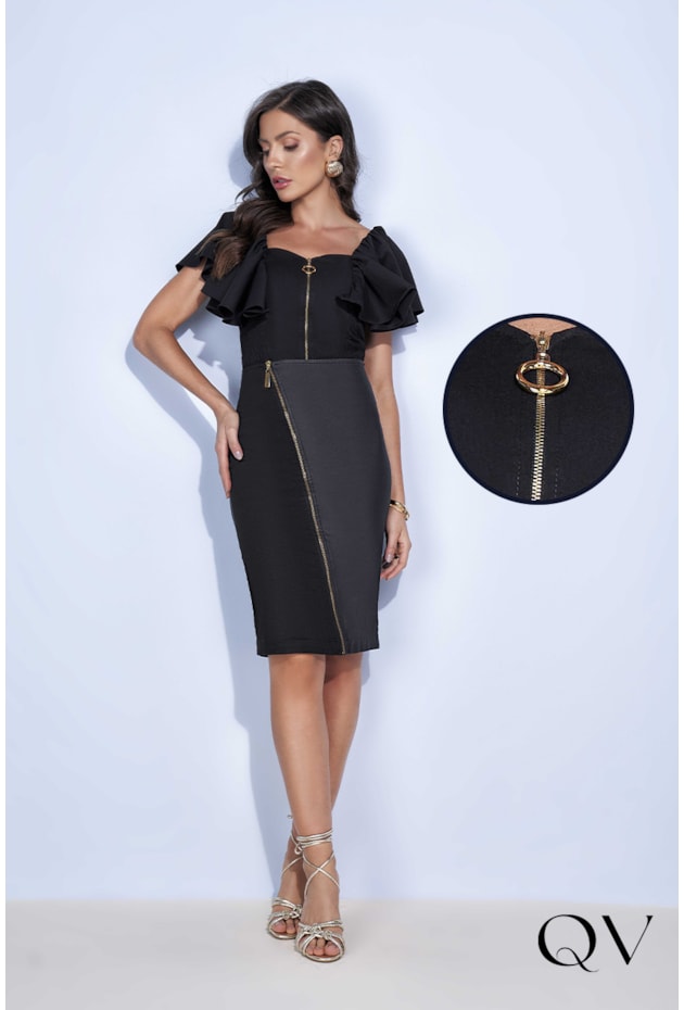 BLUSA TRICOLINE COM ZÍPER PRETO - TITANIUM JEANS BLUSA TRICOLINE COM ZÍPER PRETO - TITANIUM JEANS