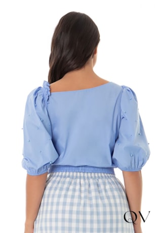 BLUSA TRICOLINE PÉROLAS AZUL - HAPUK