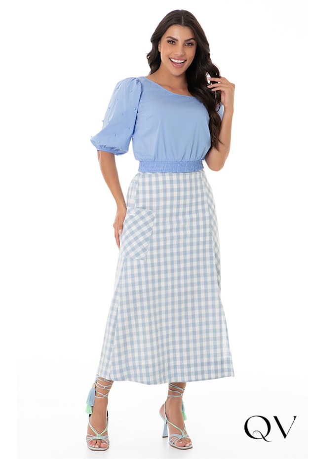 BLUSA TRICOLINE PÉROLAS AZUL - HAPUK BLUSA TRICOLINE PÉROLAS AZUL - HAPUK