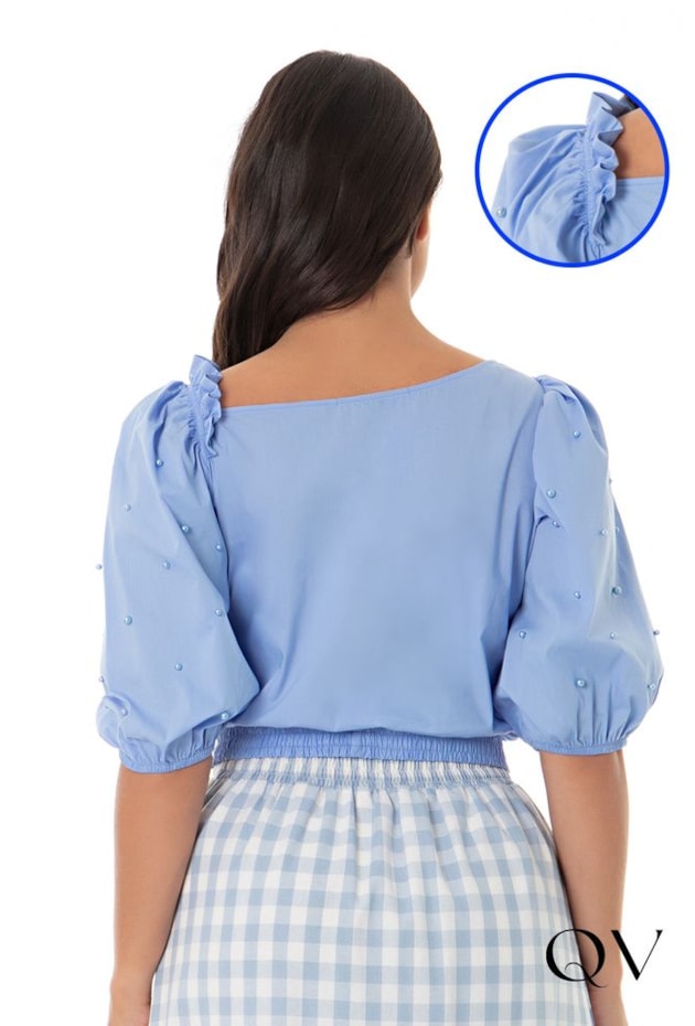 BLUSA TRICOLINE PÉROLAS AZUL - HAPUK BLUSA TRICOLINE PÉROLAS AZUL - HAPUK