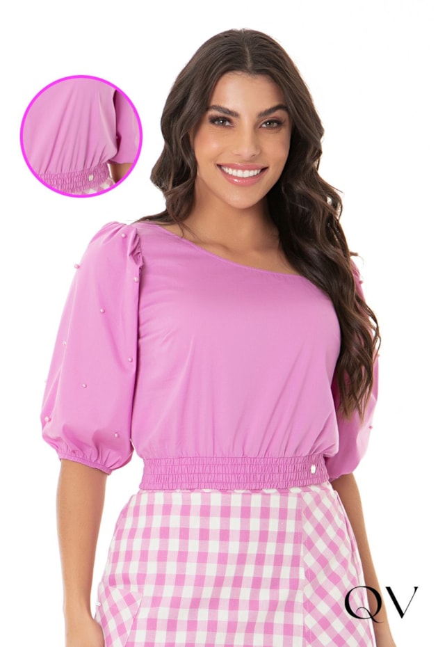 BLUSA TRICOLINE PÉROLAS ROSA - HAPUK BLUSA TRICOLINE PÉROLAS ROSA - HAPUK