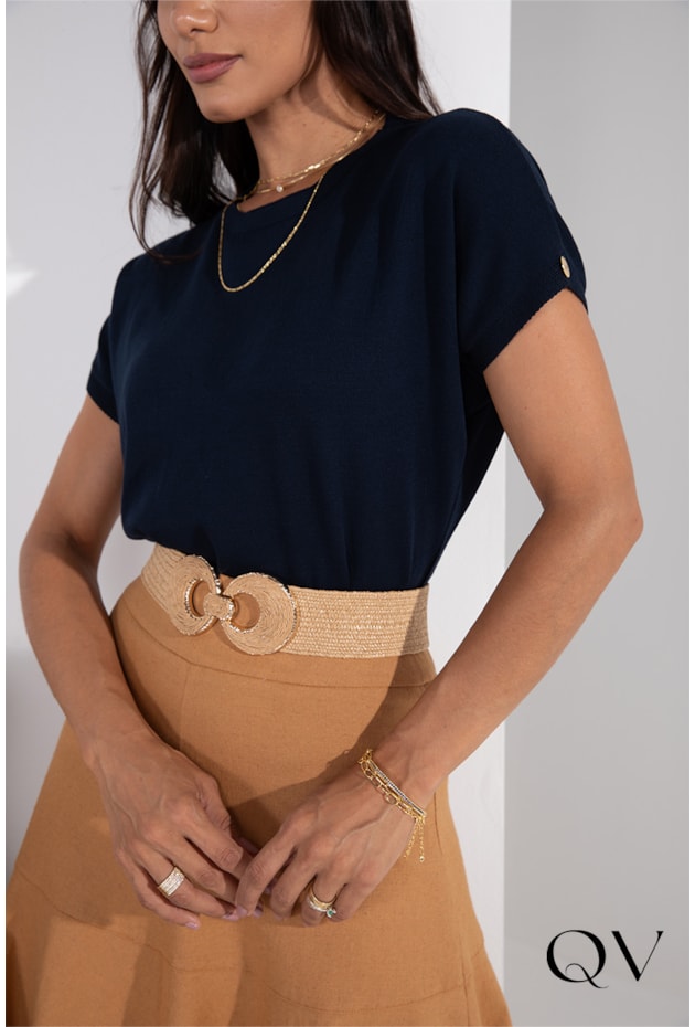 BLUSA TRICOT AZUL MARINHO - LEKAZIS