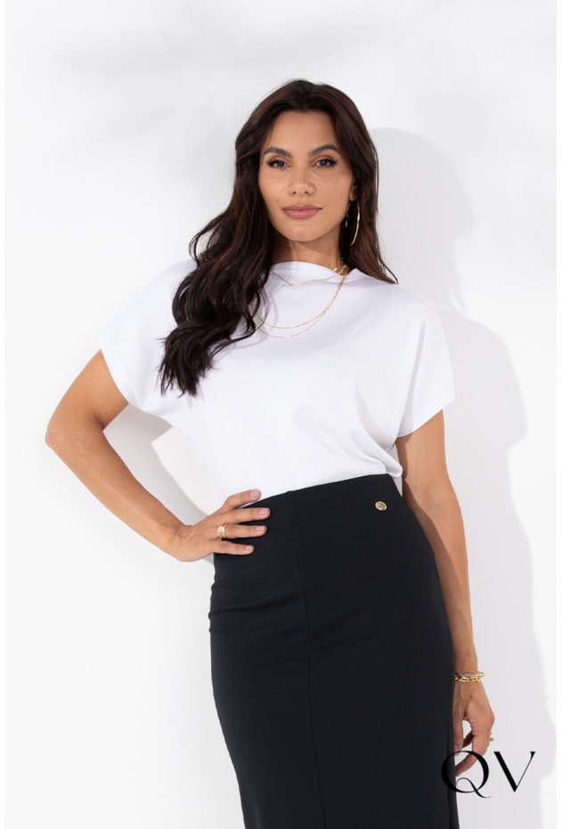 BLUSA TRICOT BASIC BRANCO - LEKAZIS BLUSA TRICOT BASIC BRANCO - LEKAZIS