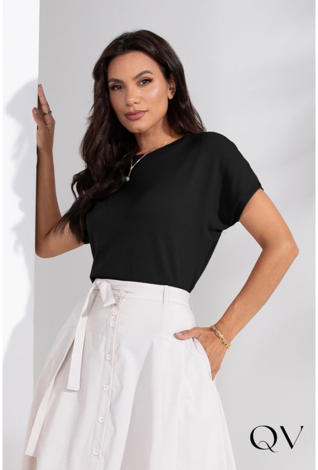 BLUSA TRICOT BASIC PRETO - LEKAZIS BLUSA TRICOT BASIC PRETO - LEKAZIS