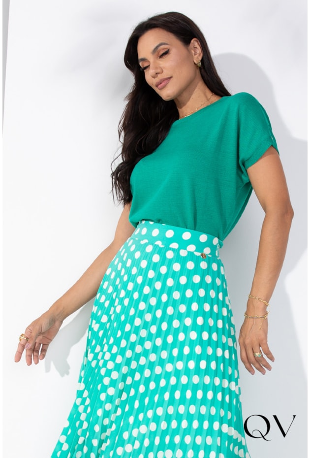 BLUSA TRICOT BASIC VERDE CIANO - LEKAZIS BLUSA TRICOT BASIC VERDE CIANO - LEKAZIS