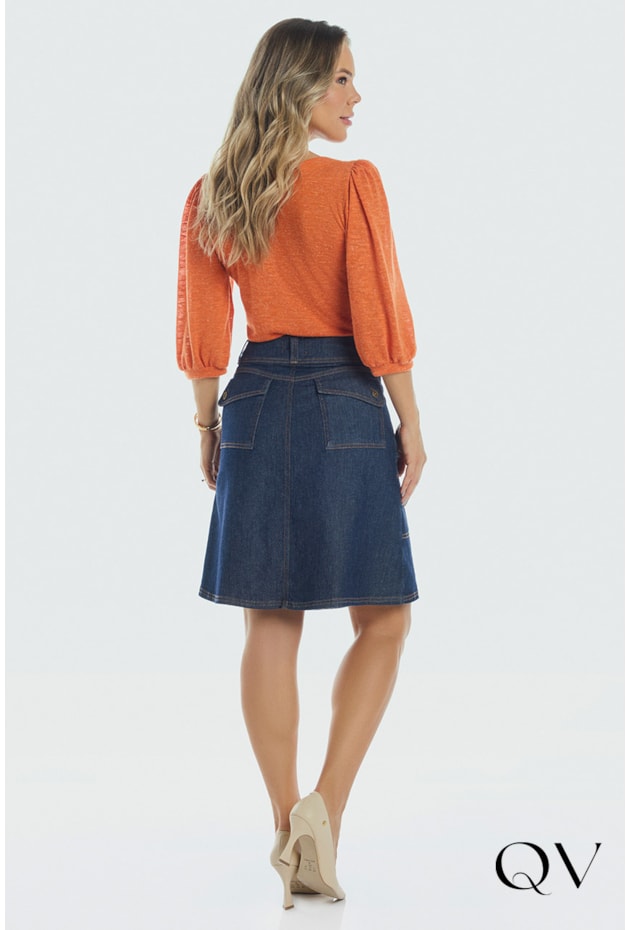 BLUSA TRICOT COM ARGOLA RESINADA LARANJA - VIA TOLENTINO BLUSA TRICOT COM ARGOLA RESINADA LARANJA - VIA TOLENTINO