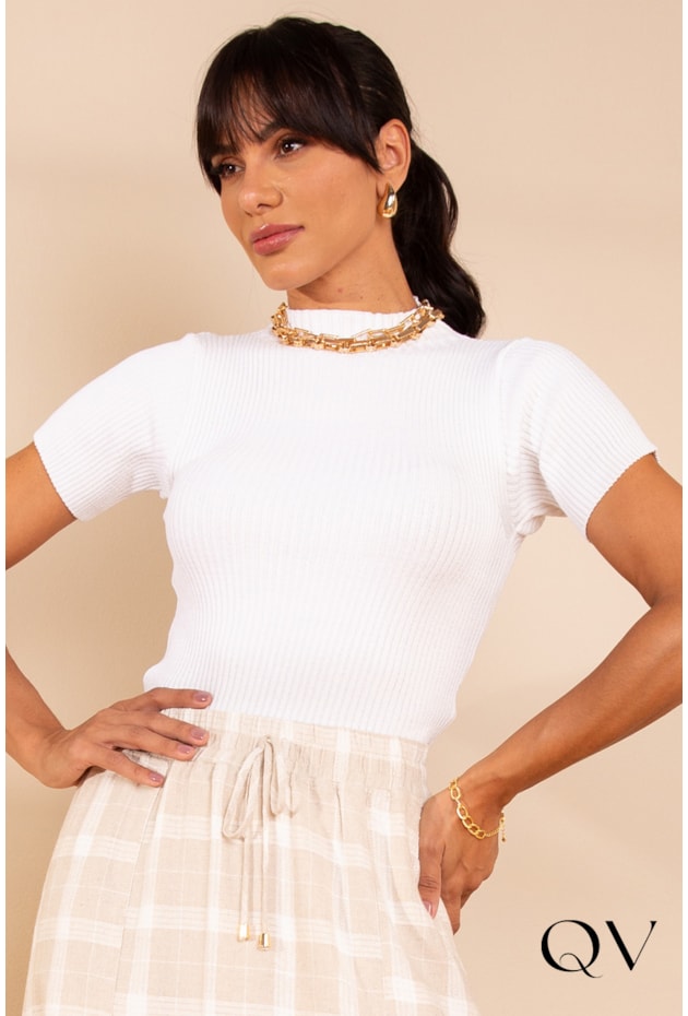 BLUSA TRICÔT GOLA ALTA BRANCO - LEKAZIS BLUSA TRICÔT GOLA ALTA BRANCO - LEKAZIS