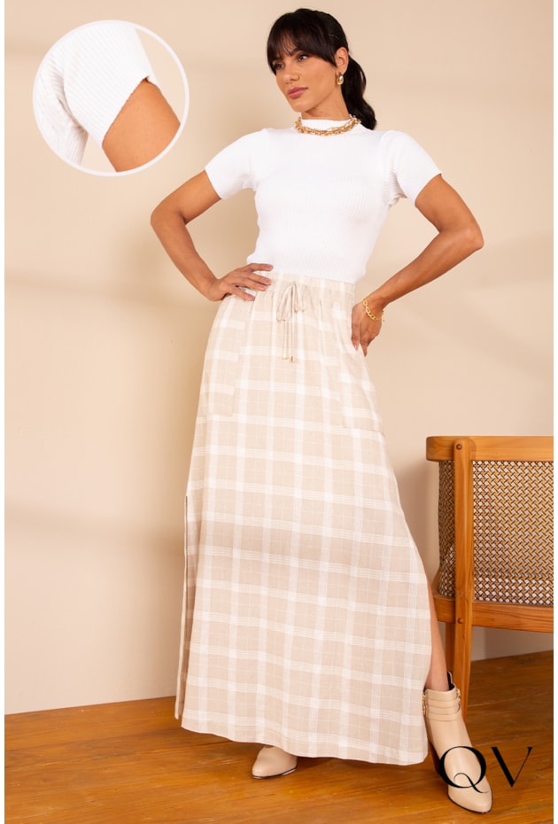 BLUSA TRICÔT GOLA ALTA BRANCO - LEKAZIS BLUSA TRICÔT GOLA ALTA BRANCO - LEKAZIS