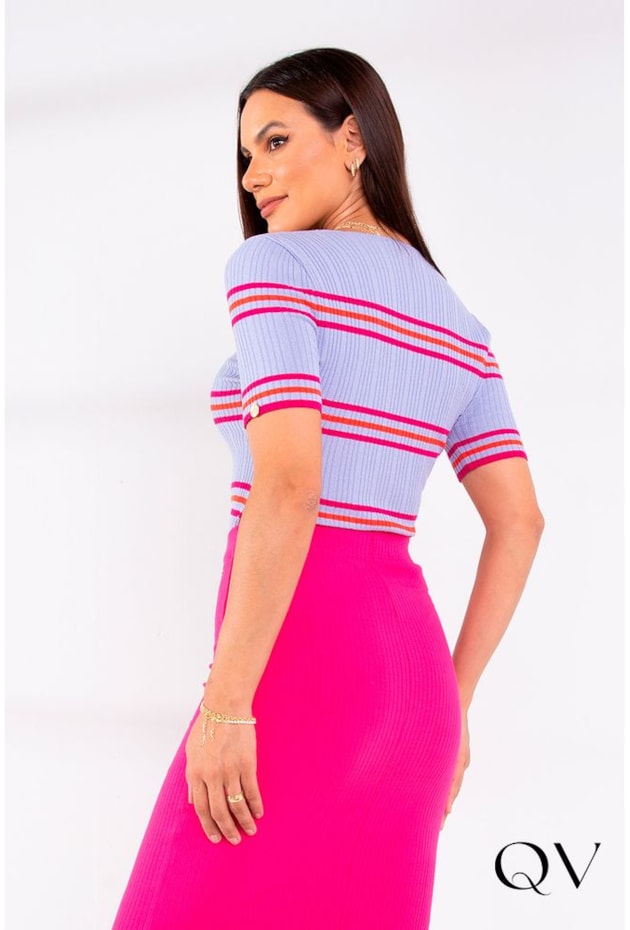 BLUSA TRICOT LISTRADA LILÁS - LEKAZIS BLUSA TRICOT LISTRADA LILÁS - LEKAZIS