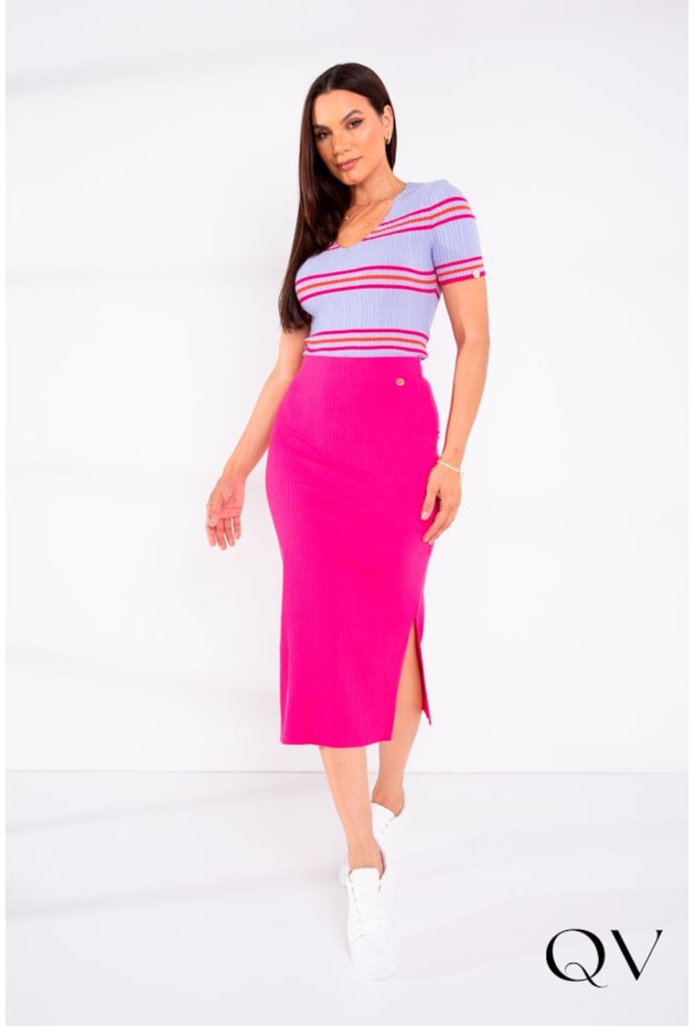 BLUSA TRICOT LISTRADA LILÁS - LEKAZIS BLUSA TRICOT LISTRADA LILÁS - LEKAZIS