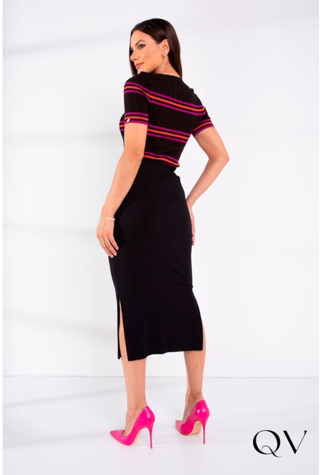 BLUSA TRICOT LISTRADA PRETA - LEKAZIS BLUSA TRICOT LISTRADA PRETA - LEKAZIS