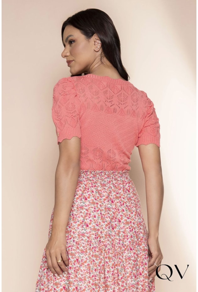 BLUSA TRICOT MANGA CURTA CORAL - LEKAZIS BLUSA TRICOT MANGA CURTA CORAL - LEKAZIS