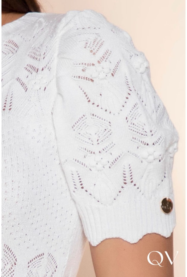 BLUSA TRICOT MANGA CURTA OFF WHITE - LEKAZIS BLUSA TRICOT MANGA CURTA OFF WHITE - LEKAZIS
