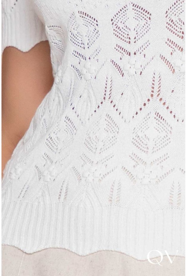 BLUSA TRICOT MANGA CURTA OFF WHITE - LEKAZIS BLUSA TRICOT MANGA CURTA OFF WHITE - LEKAZIS