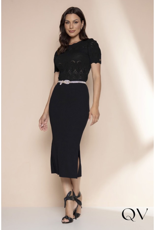 BLUSA TRICOT MANGA CURTA PRETO - LEKAZIS BLUSA TRICOT MANGA CURTA PRETO - LEKAZIS