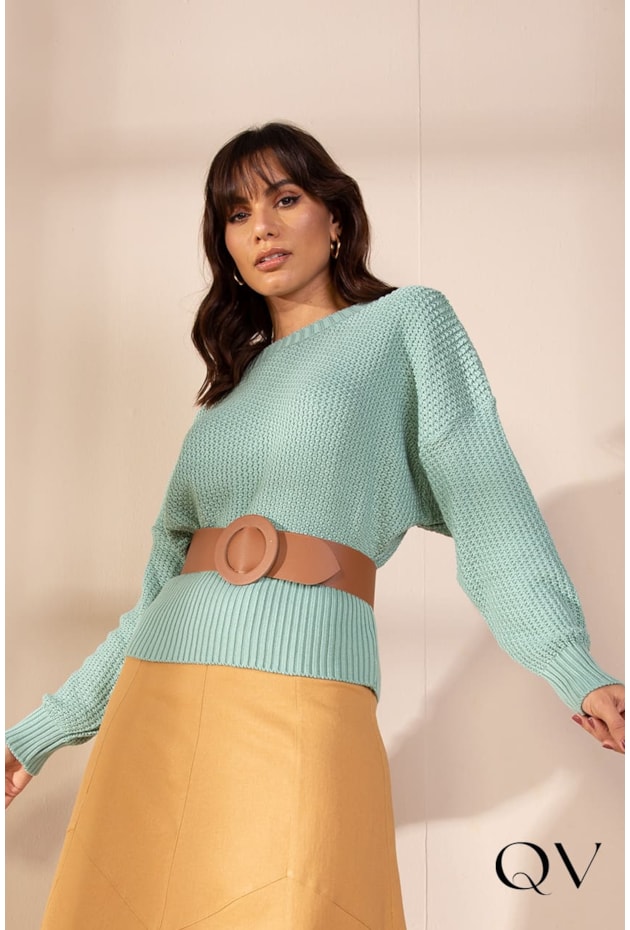 BLUSA TRICOT MANGA MORCEGO VERDE - LEKAZIS BLUSA TRICOT MANGA MORCEGO VERDE - LEKAZIS