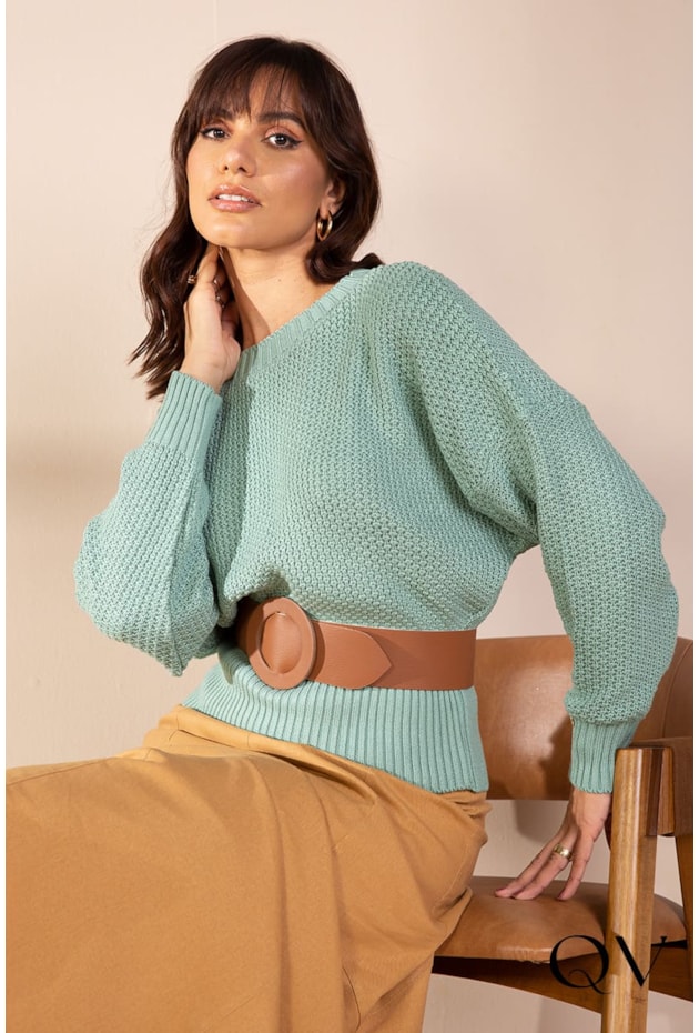 BLUSA TRICOT MANGA MORCEGO VERDE - LEKAZIS BLUSA TRICOT MANGA MORCEGO VERDE - LEKAZIS