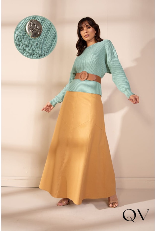 BLUSA TRICOT MANGA MORCEGO VERDE - LEKAZIS BLUSA TRICOT MANGA MORCEGO VERDE - LEKAZIS