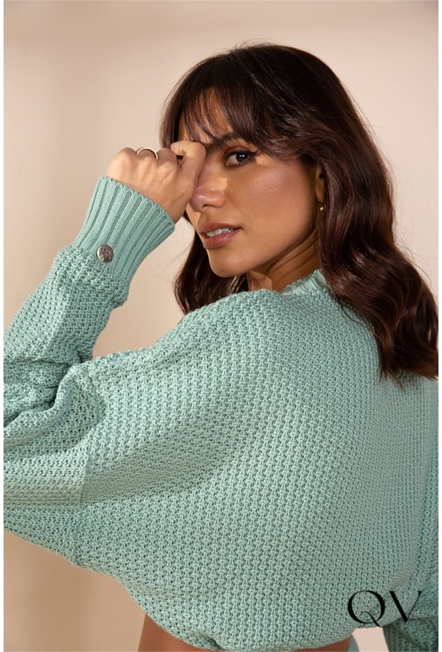 BLUSA TRICOT MANGA MORCEGO VERDE - LEKAZIS BLUSA TRICOT MANGA MORCEGO VERDE - LEKAZIS