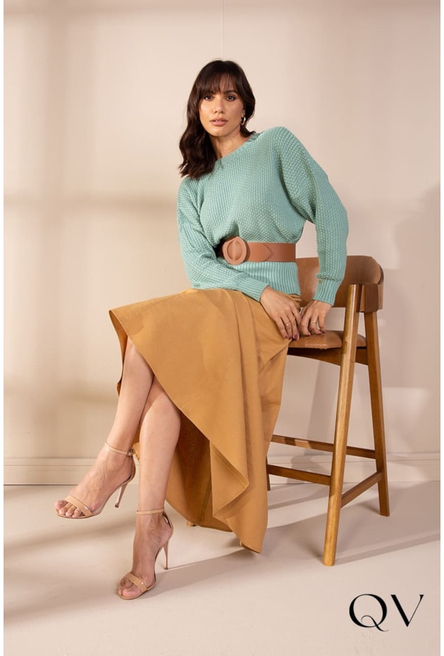 BLUSA TRICOT MANGA MORCEGO VERDE - LEKAZIS BLUSA TRICOT MANGA MORCEGO VERDE - LEKAZIS