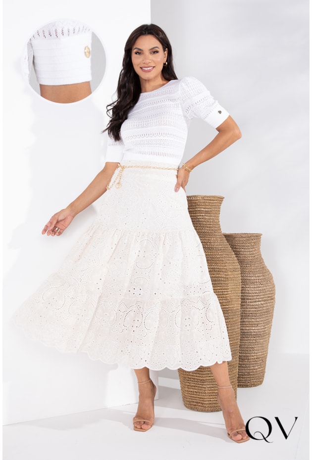 BLUSA TRICOT RENDADO BRANCO - LEKAZIS BLUSA TRICOT RENDADO BRANCO - LEKAZIS