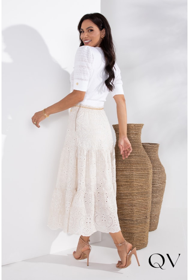 BLUSA TRICOT RENDADO BRANCO - LEKAZIS BLUSA TRICOT RENDADO BRANCO - LEKAZIS