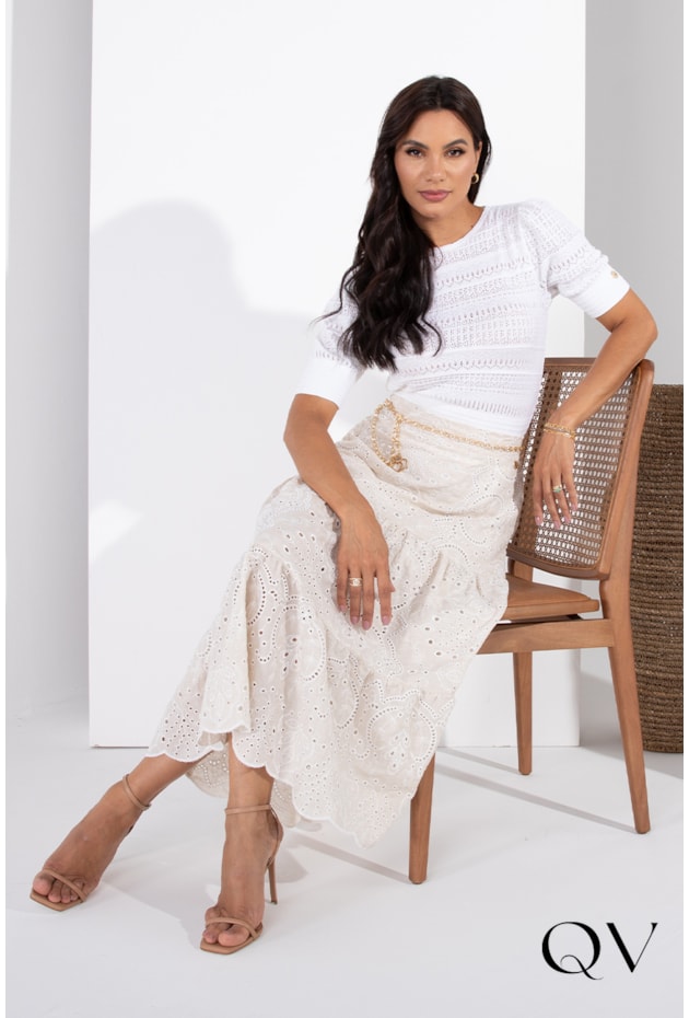 BLUSA TRICOT RENDADO BRANCO - LEKAZIS BLUSA TRICOT RENDADO BRANCO - LEKAZIS