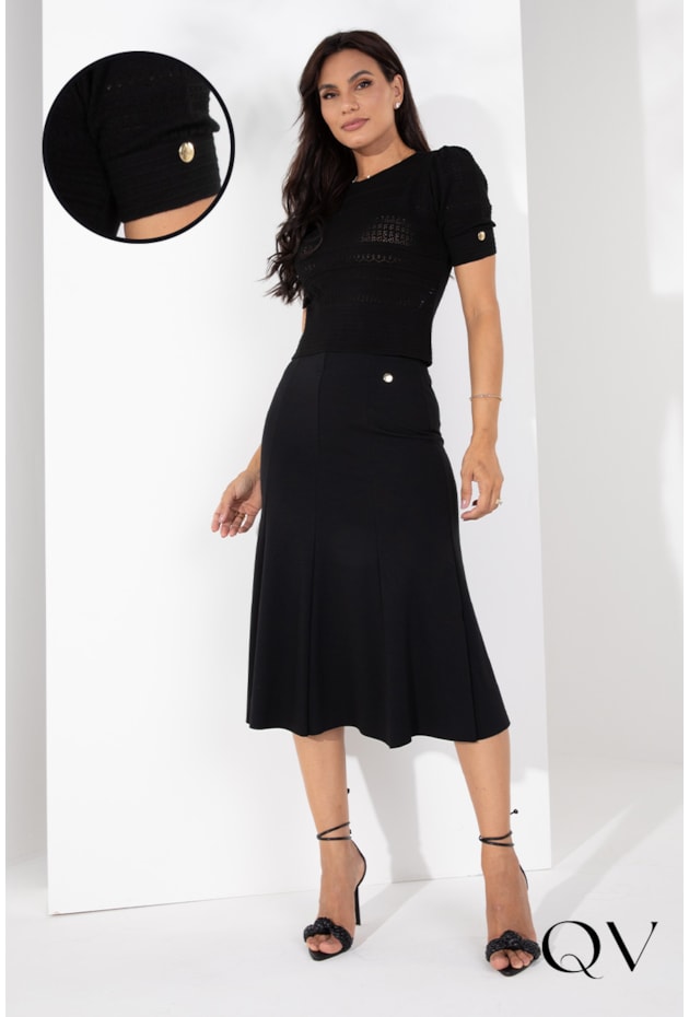 BLUSA TRICOT RENDADO PRETO - LEKAZIS BLUSA TRICOT RENDADO PRETO - LEKAZIS