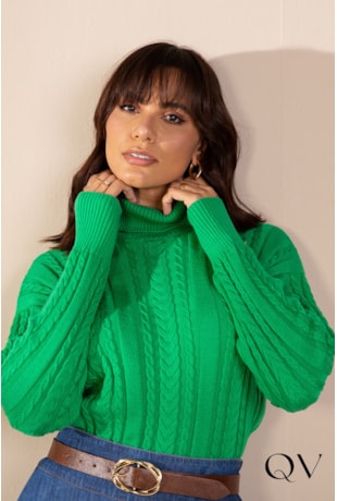 BLUSA TRICOT VERDE BANDEIRA - LEKAZIS