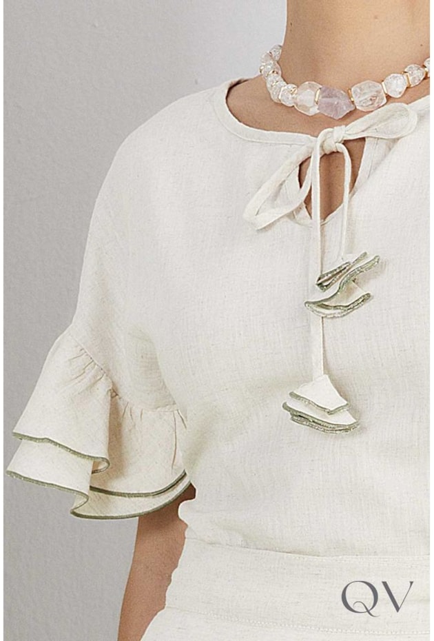 BLUSA VISCOLINHO BABADOS BEGE - TITANIUM JEANS BLUSA VISCOLINHO BABADOS BEGE - TITANIUM JEANS